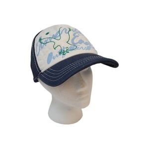 Vintage American Eagle Outfitters Blue Green Snap Back Trucker White Hat Ballcap
